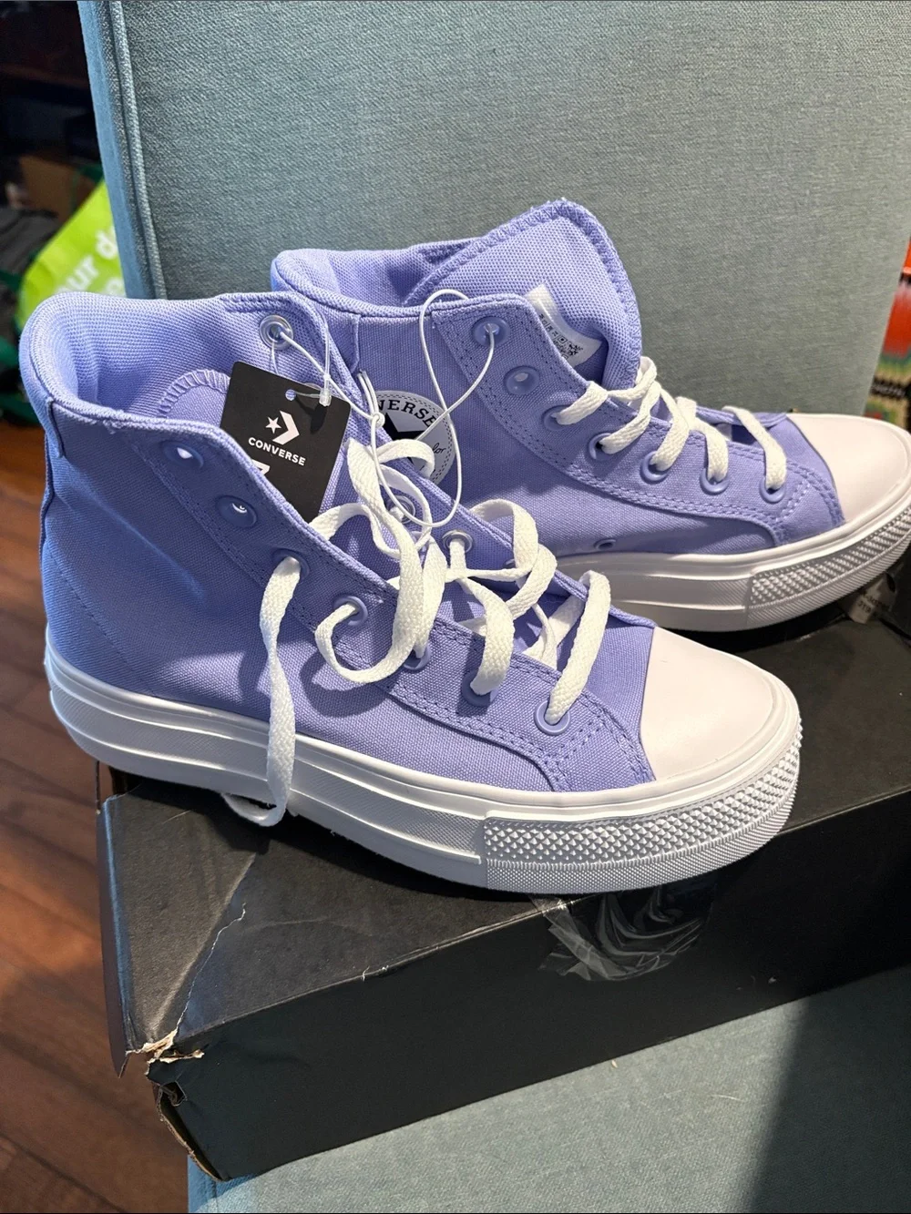 Converse -  Women's Platform High Top Sneakers - Peri Blue